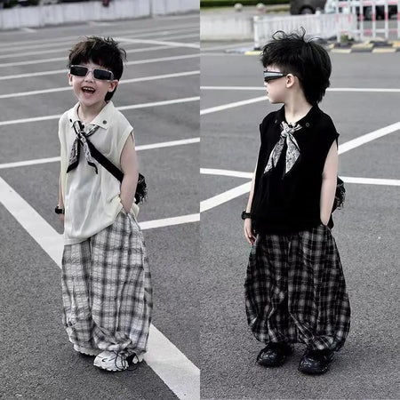 Boys’ Summer 2025 Sleeveless Vest & Anti-Mosquito Pants Set – Summer Kids Fashion Nepal | Tudoholic