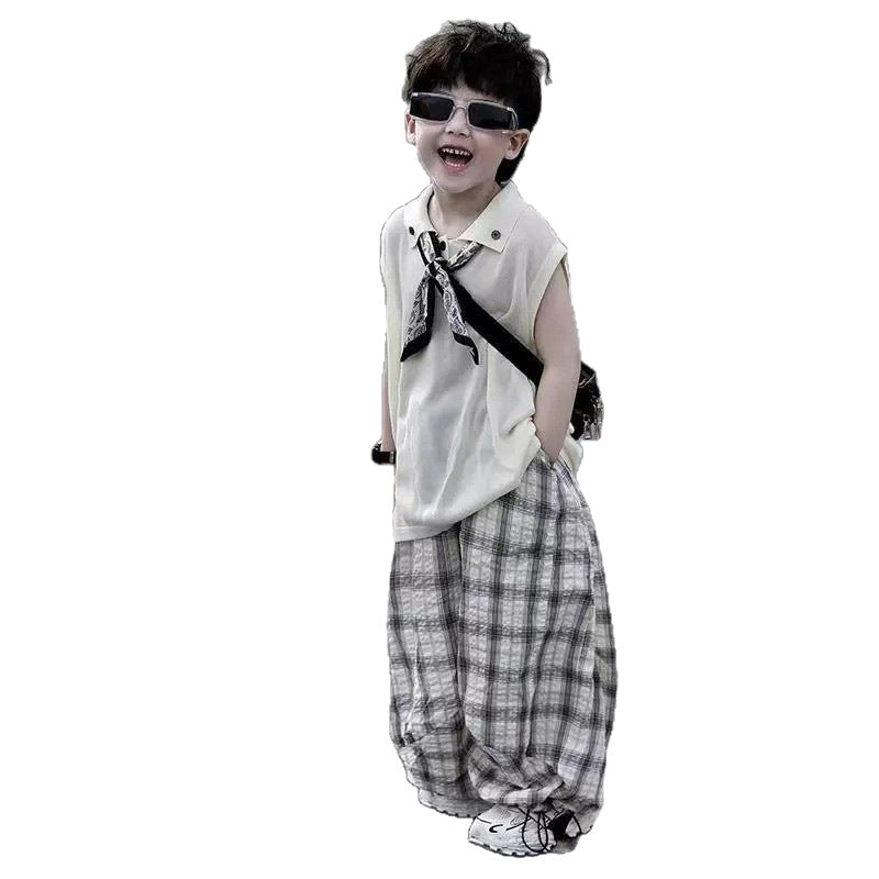 Boys’ Summer 2025 Sleeveless Vest & Anti-Mosquito Pants Set – Summer Kids Fashion Nepal | Tudoholic