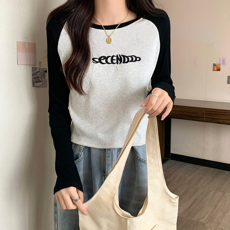 Women’s Autumn Long Sleeve Embroidered Letter Top