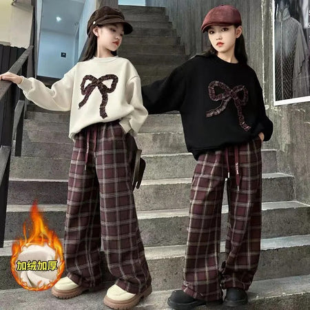 Girls’ Fall/Winter 2024 Fleece Korean-Style Two-Piece Set – Winter Kids Fashion Nepal | Tudoholic