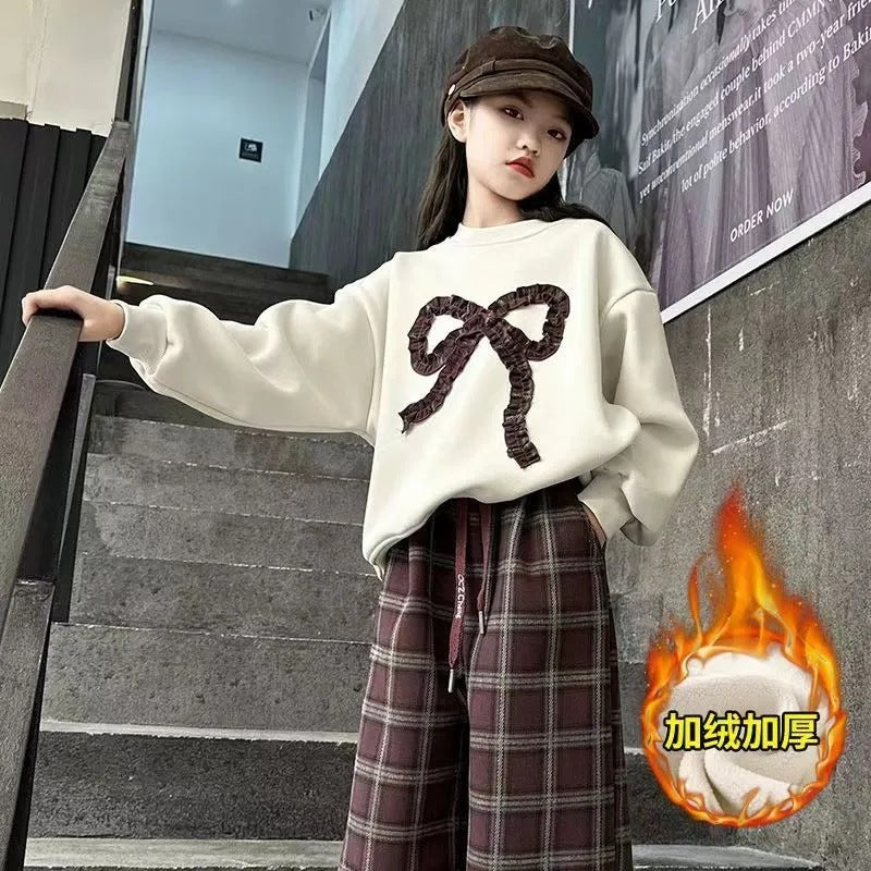 Girls’ Fall/Winter 2024 Fleece Korean-Style Two-Piece Set – Winter Kids Fashion Nepal | Tudoholic