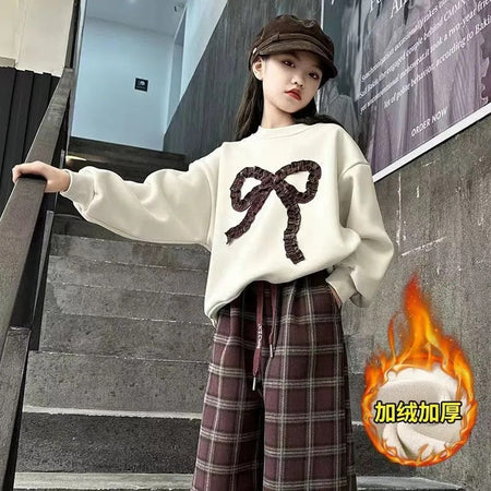 Girls’ Fall/Winter 2024 Fleece Korean-Style Two-Piece Set – Winter Kids Fashion Nepal | Tudoholic