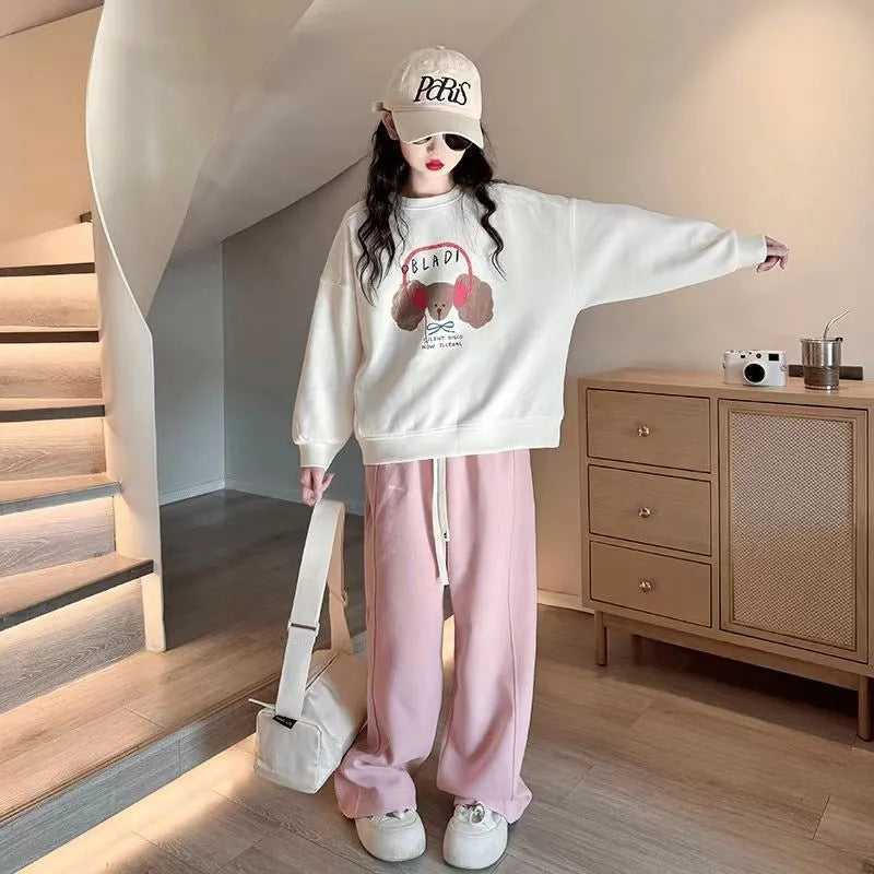 Girls’ Autumn 2024 Western-Style Sweat Two-Piece Set – Spring Autumn Kids Fashion Nepal | Tudoholic