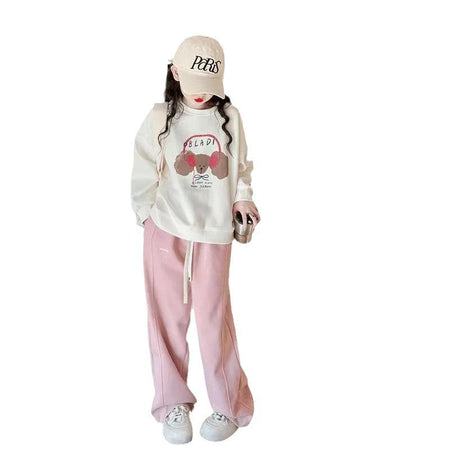 Girls’ Autumn 2024 Western-Style Sweat Two-Piece Set – Spring Autumn Kids Fashion Nepal | Tudoholic