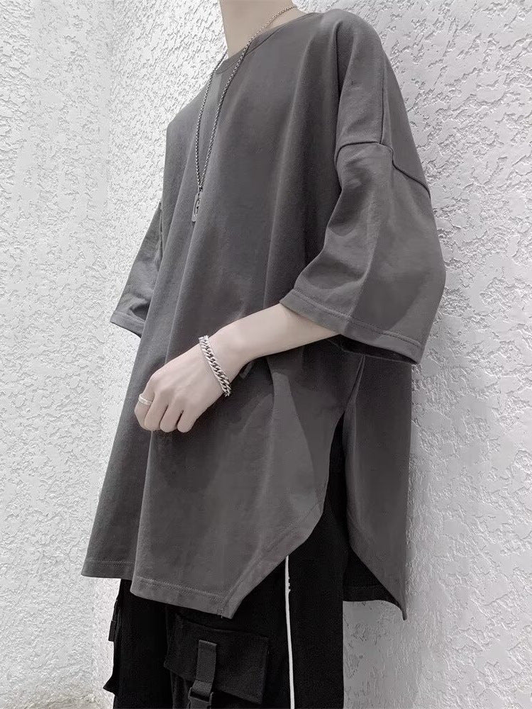 Men’s Irregular Slit T-Shirt – Trendy Loose Fit