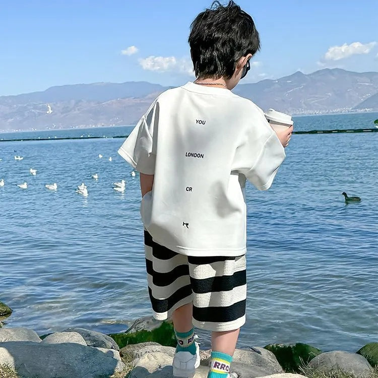 Boys’ Summer 2025 Korean-Style Two-Piece Casual Set – Summer Kids Fashion Nepal | Tudoholic