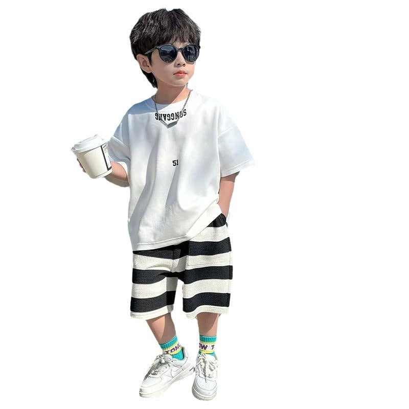 Boys’ Summer 2025 Korean-Style Two-Piece Casual Set – Summer Kids Fashion Nepal | Tudoholic