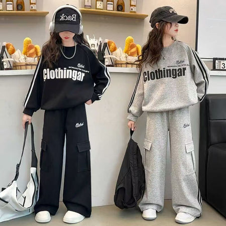 Girls’ Spring & Fall 2024 Letter Print Two-Piece Set – Spring Autumn Kids Fashion Nepal | Tudoholic