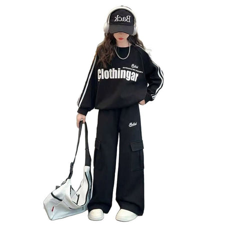 Girls’ Spring & Fall 2024 Letter Print Two-Piece Set – Spring Autumn Kids Fashion Nepal | Tudoholic