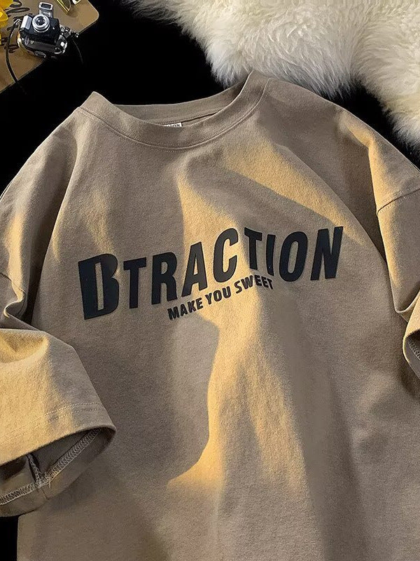 Men’s Retro Letter T-Shirt – Loose Casual Summer