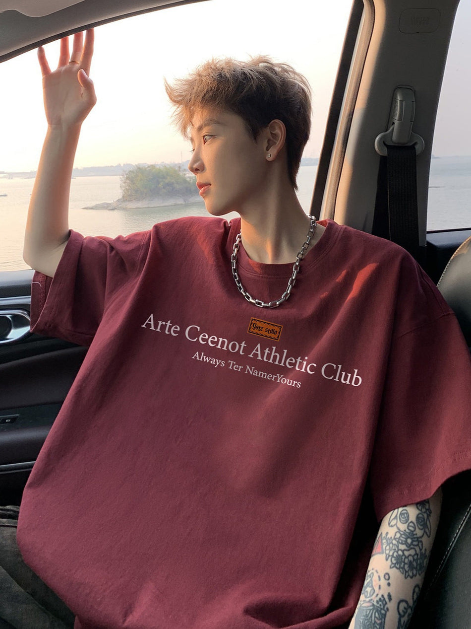 Men’s Retro Letter T-Shirt – Loose Casual Summer