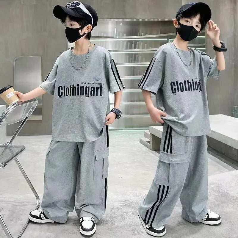 Boys’ Summer 2025 Trendy Short-Sleeve Sports Set – Summer Kids Fashion Nepal | Tudoholic
