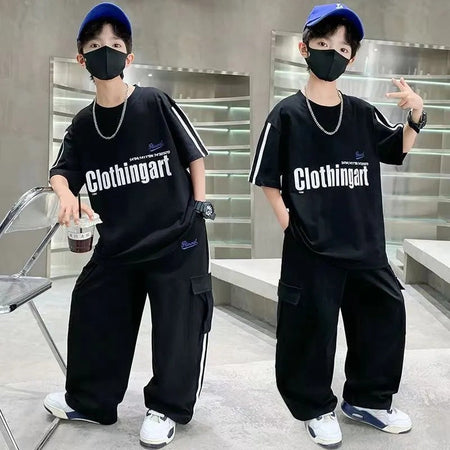 Boys’ Summer 2025 Trendy Short-Sleeve Sports Set – Summer Kids Fashion Nepal | Tudoholic