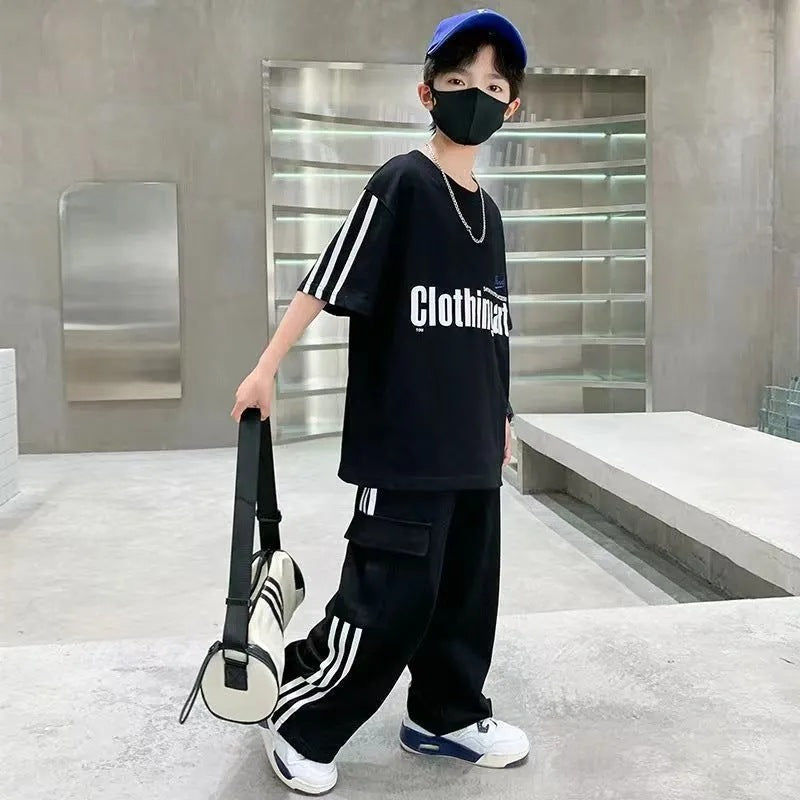 Boys’ Summer 2025 Trendy Short-Sleeve Sports Set – Summer Kids Fashion Nepal | Tudoholic