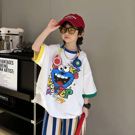 Boys’ Summer 2024 Korean-Style Two-Piece Trendy Set – Summer Kids Fashion Nepal | Tudoholic