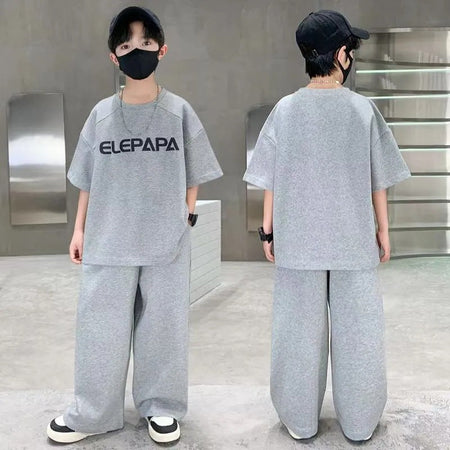 Boys Summer Suit 2025 New Medium and Large Kidsren's Summer Style Boys Korean Style Casual Kidsren's Clothing Two-Piece Su...