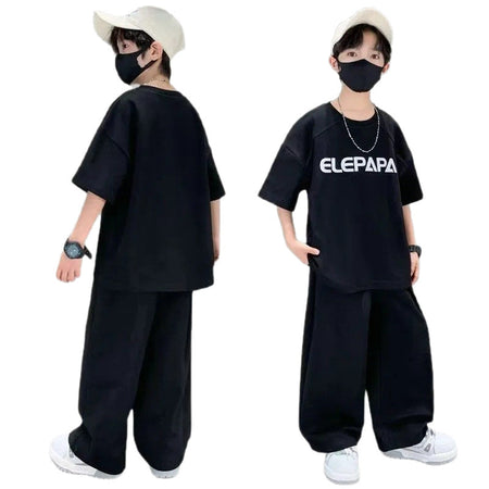 Boys Summer Suit 2025 New Medium and Large Kidsren's Summer Style Boys Korean Style Casual Kidsren's Clothing Two-Piece Su...