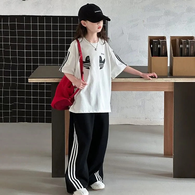 Girls’ Summer 2025 Loose Short-Sleeve Two-Piece Set – Summer Kids Fashion Nepal | Tudoholic