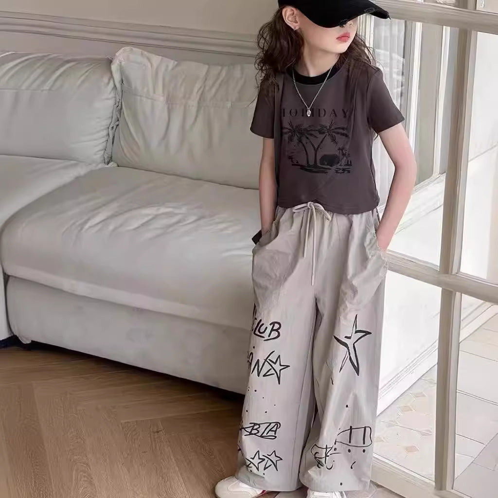 Girls’ Summer 2025 Western-Style Two-Piece Set – Summer Kids Fashion Nepal | Tudoholic