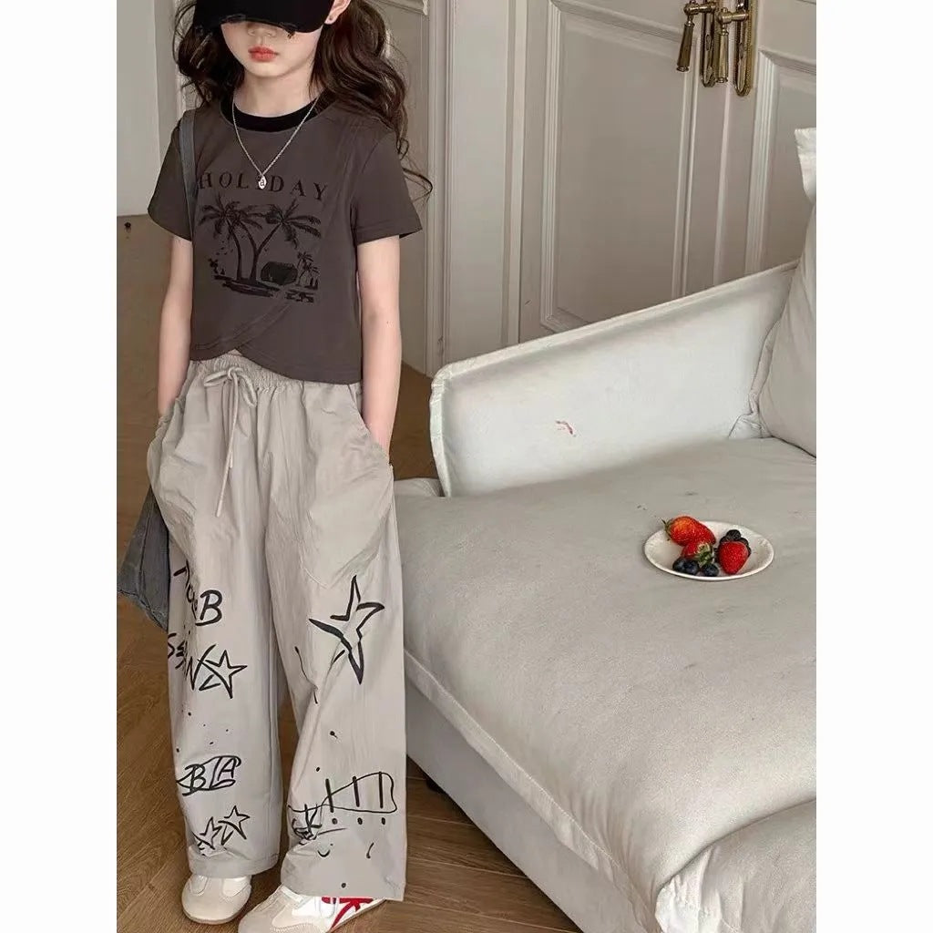 Girls’ Summer 2025 Western-Style Two-Piece Set – Summer Kids Fashion Nepal | Tudoholic
