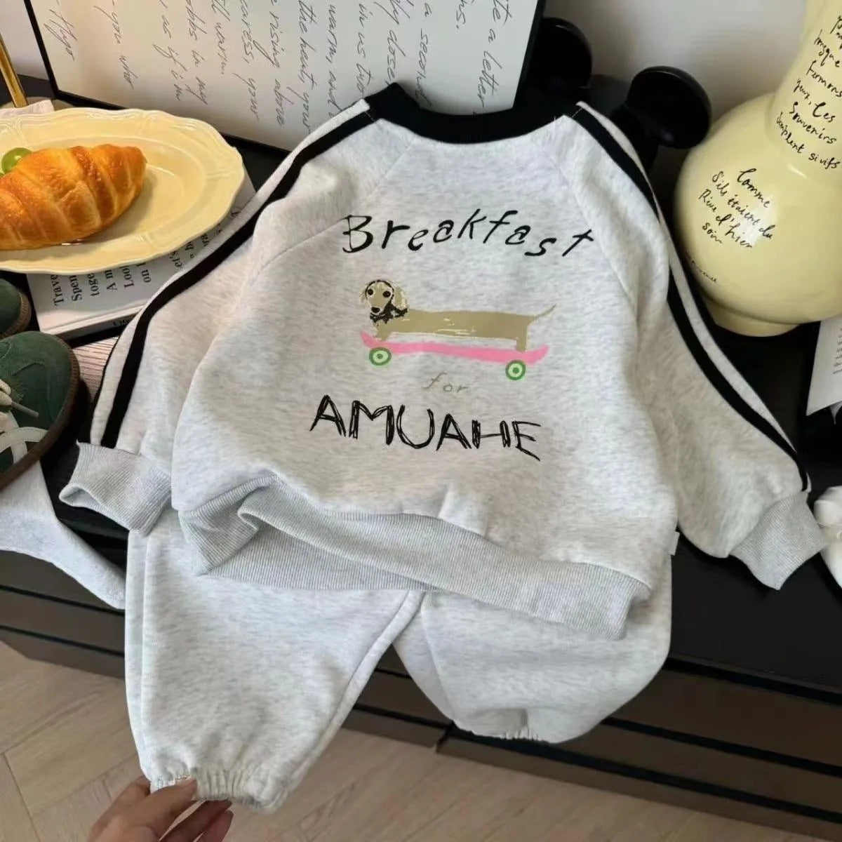 Children’s Autumn 2024 Cartoon Sweat Two-Piece Set – Spring Autumn Kids Fashion Nepal | Tudoholic