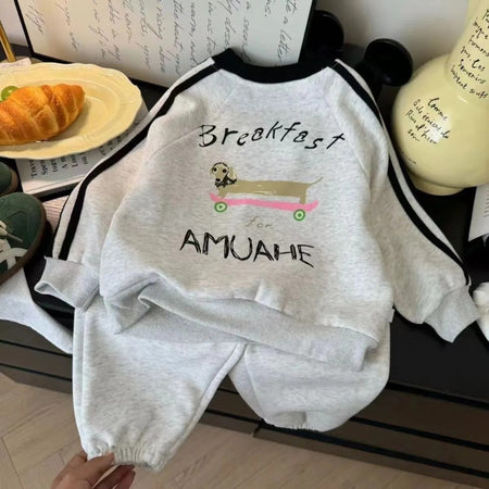 Children’s Autumn 2024 Cartoon Sweat Two-Piece Set – Spring Autumn Kids Fashion Nepal | Tudoholic