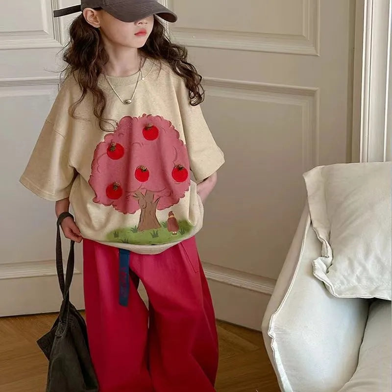 Girls’ Summer 2024 Loose Korean-Style Two-Piece Set – Summer Kids Fashion Nepal | Tudoholic
