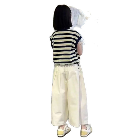 Girls’ Summer 2025 Striped Wide-Leg Two-Piece Set – Summer Kids Fashion Nepal | Tudoholic