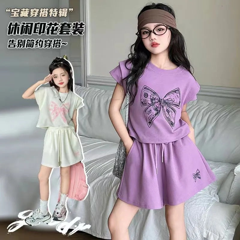 Girls’ Summer 2025 Korean-Style Two-Piece Set – Summer Kids Fashion Nepal | Tudoholic