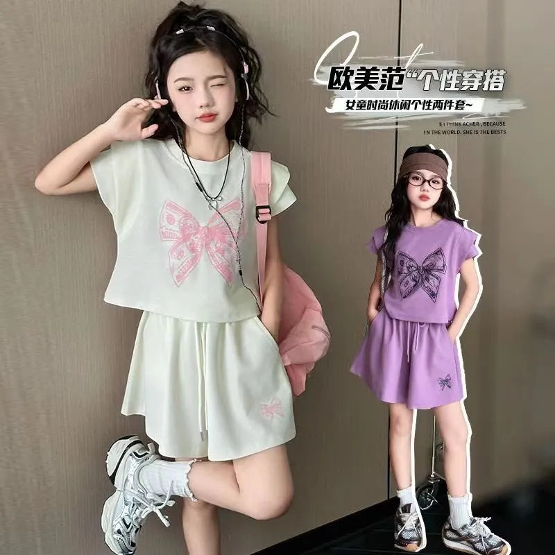 Girls’ Summer 2025 Korean-Style Two-Piece Set – Summer Kids Fashion Nepal | Tudoholic