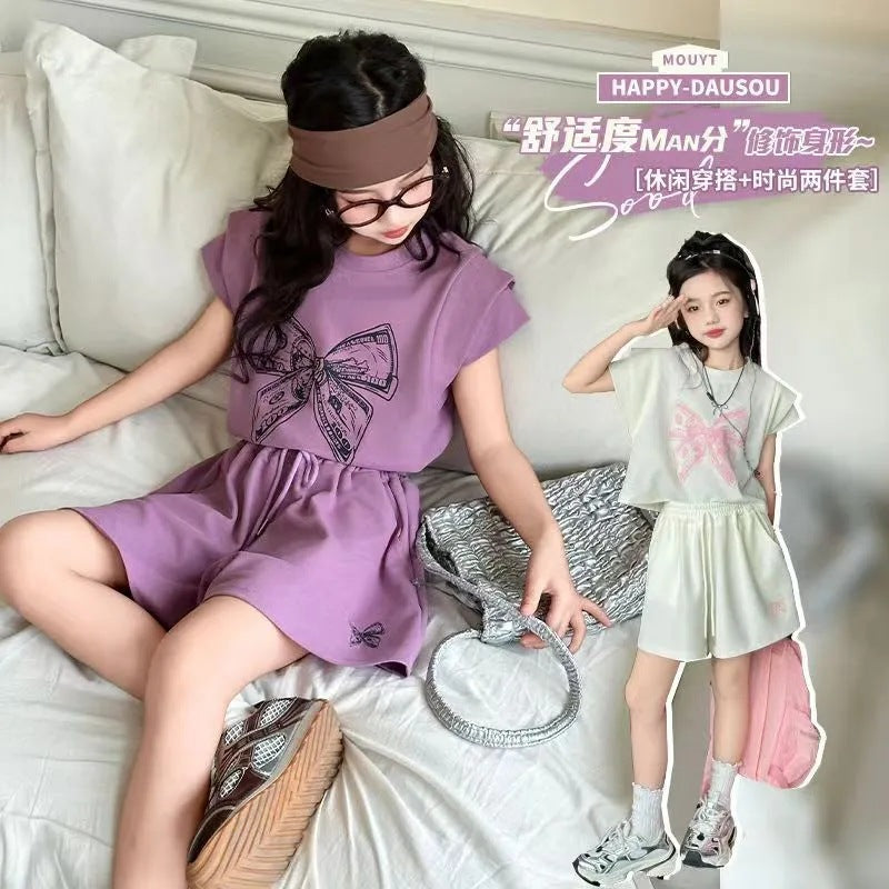 Girls’ Summer 2025 Korean-Style Two-Piece Set – Summer Kids Fashion Nepal | Tudoholic