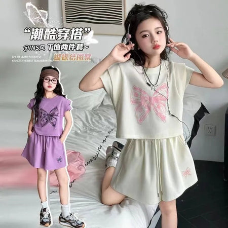 Girls’ Summer 2025 Korean-Style Two-Piece Set – Summer Kids Fashion Nepal | Tudoholic