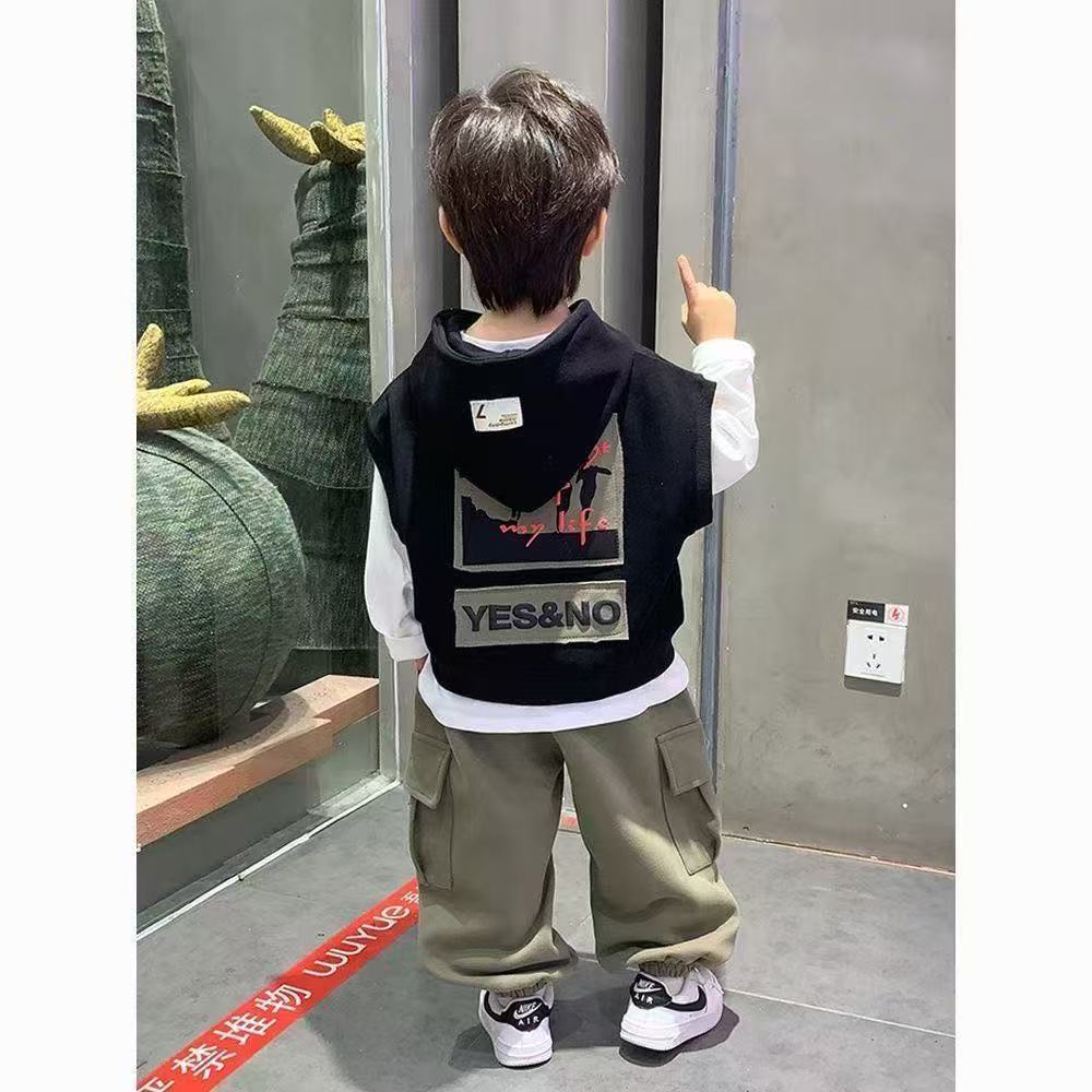 Kids’ 2025 Spring-Fall Hooded Vest Two-Piece Set – Spring Autumn Kids Fashion Nepal | Tudoholic