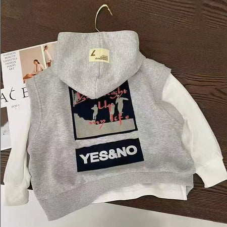 Kids’ 2025 Spring-Fall Hooded Vest Two-Piece Set – Spring Autumn Kids Fashion Nepal | Tudoholic
