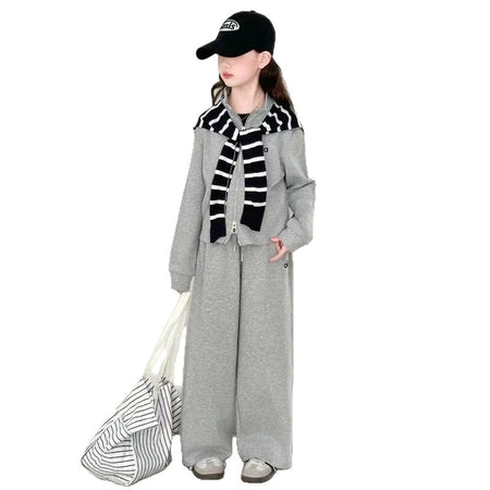 Girls’ Autumn 2025 Striped Shawl Jacket Two-Piece Set – Spring Autumn Kids Fashion Nepal | Tudoholic