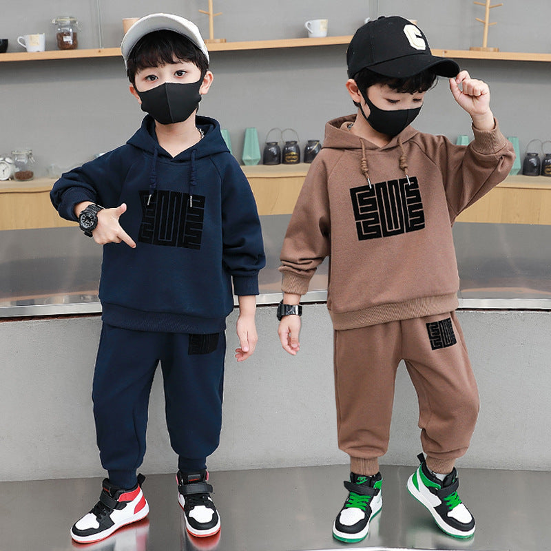 Boys’ Autumn 2025 Hooded Sweatshirt Two-Piece Set – Spring Autumn Kids Fashion Nepal | Tudoholic