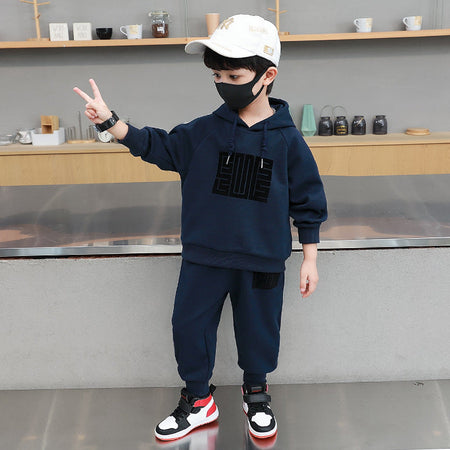 Boys’ Autumn 2025 Hooded Sweatshirt Two-Piece Set – Spring Autumn Kids Fashion Nepal | Tudoholic
