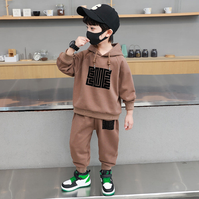 Boys’ Autumn 2025 Hooded Sweatshirt Two-Piece Set – Spring Autumn Kids Fashion Nepal | Tudoholic