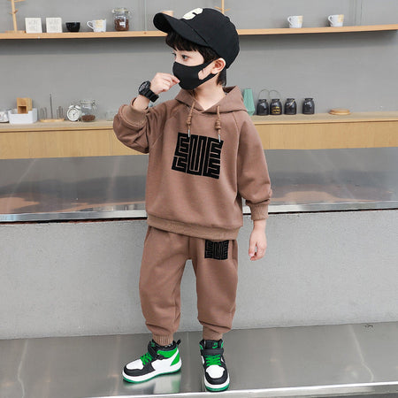 Boys’ Autumn 2025 Hooded Sweatshirt Two-Piece Set – Spring Autumn Kids Fashion Nepal | Tudoholic