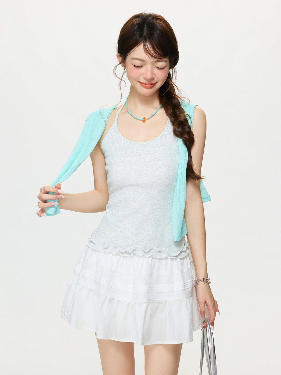Gray Lace Halter U-Collar Camisole for Women 2026