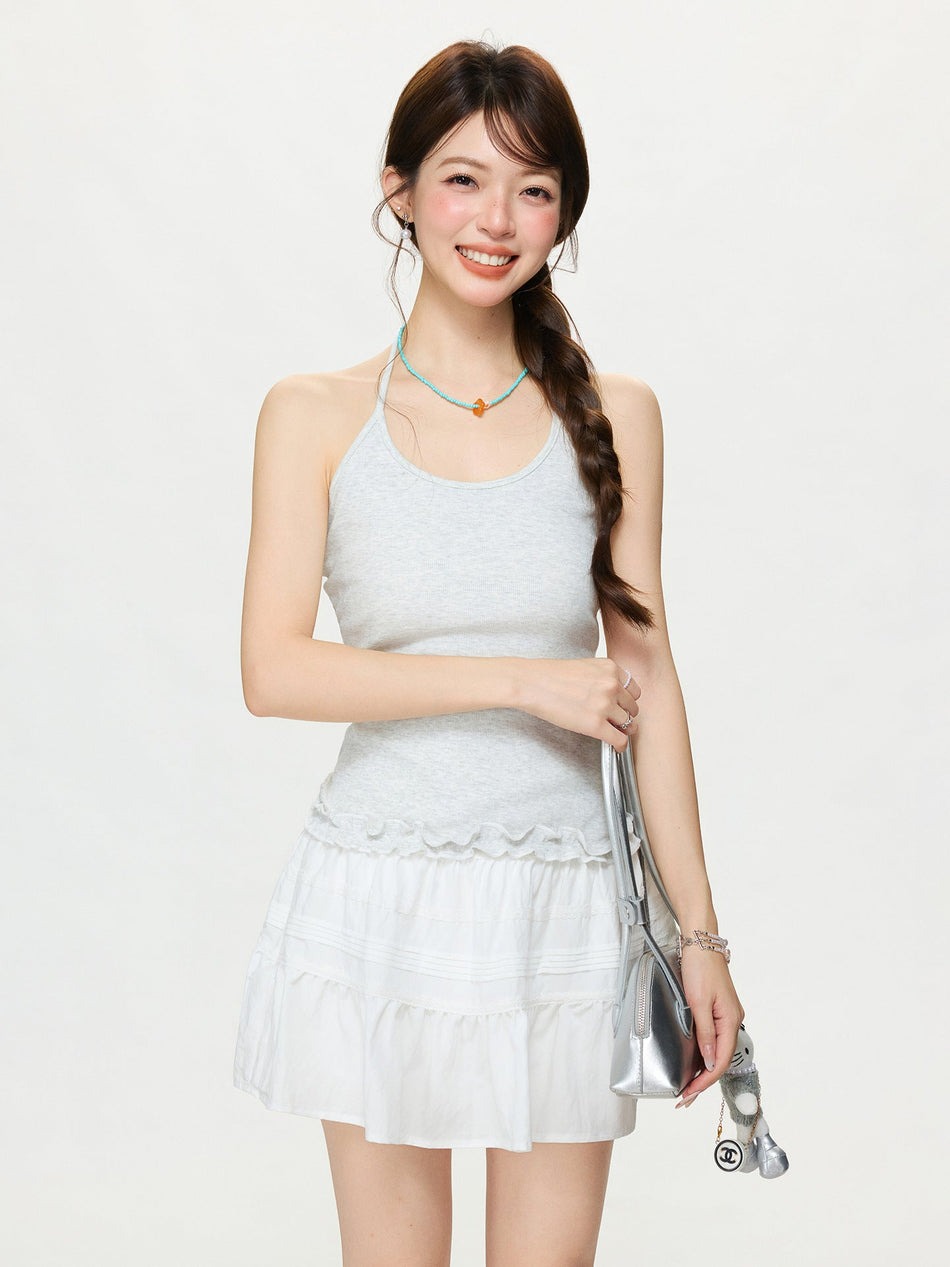 Gray Lace Halter U-Collar Camisole for Women 2026