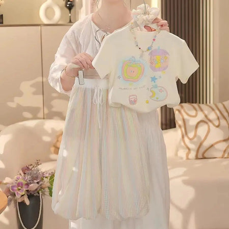 Girls’ Summer 2025 Graffiti Two-Piece Anti-Mosquito Set – Summer Kids Fashion Nepal | Tudoholic