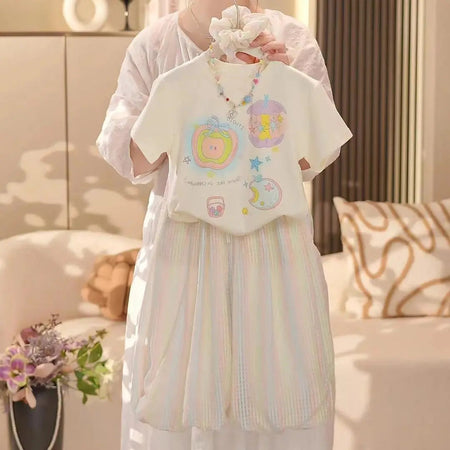 Girls’ Summer 2025 Graffiti Two-Piece Anti-Mosquito Set – Summer Kids Fashion Nepal | Tudoholic
