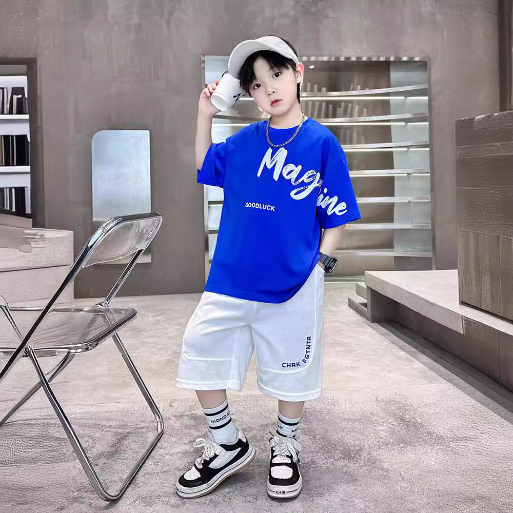Boys’ Summer 2025 Korean-Style Sports Two-Piece Set – Summer Kids Fashion Nepal | Tudoholic