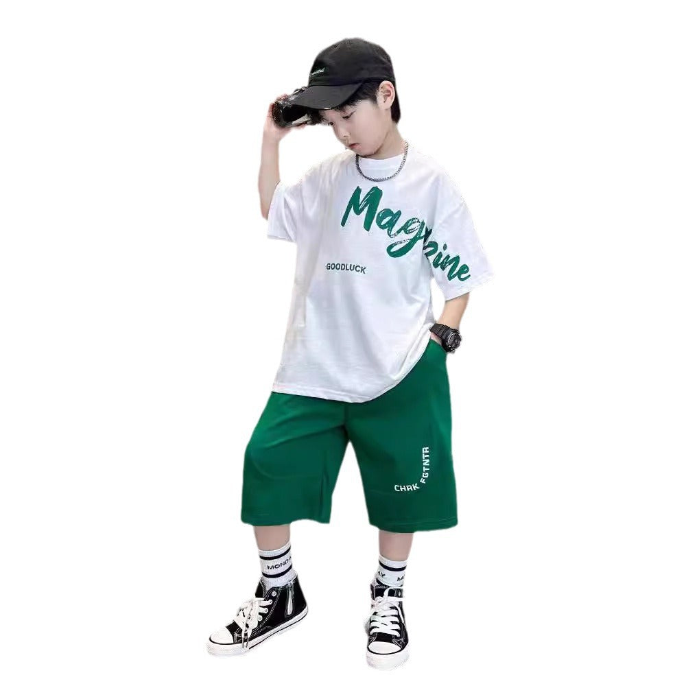 Boys’ Summer 2025 Korean-Style Sports Two-Piece Set – Summer Kids Fashion Nepal | Tudoholic