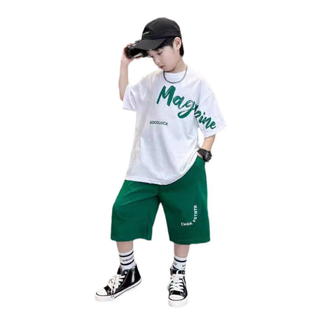 Boys’ Summer 2025 Korean-Style Sports Two-Piece Set – Summer Kids Fashion Nepal | Tudoholic