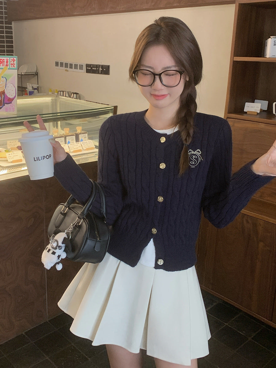 Korean Twist Knit Cardigan for Women 2026 Winter