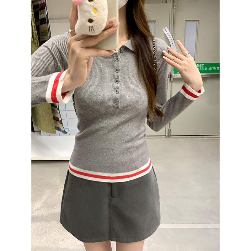 Polo Collar Knit Top for Women 2026 Autumn Winter