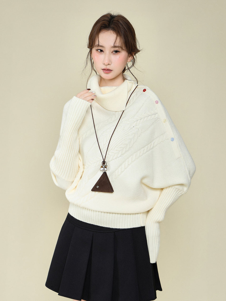 Korean Cape Turtleneck Sweater for Women 2026 Winter