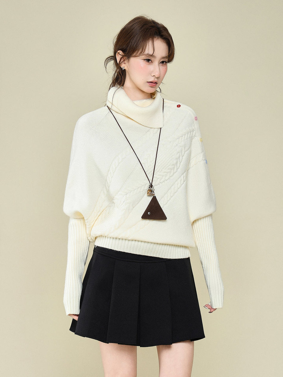 Korean Cape Turtleneck Sweater for Women 2026 Winter
